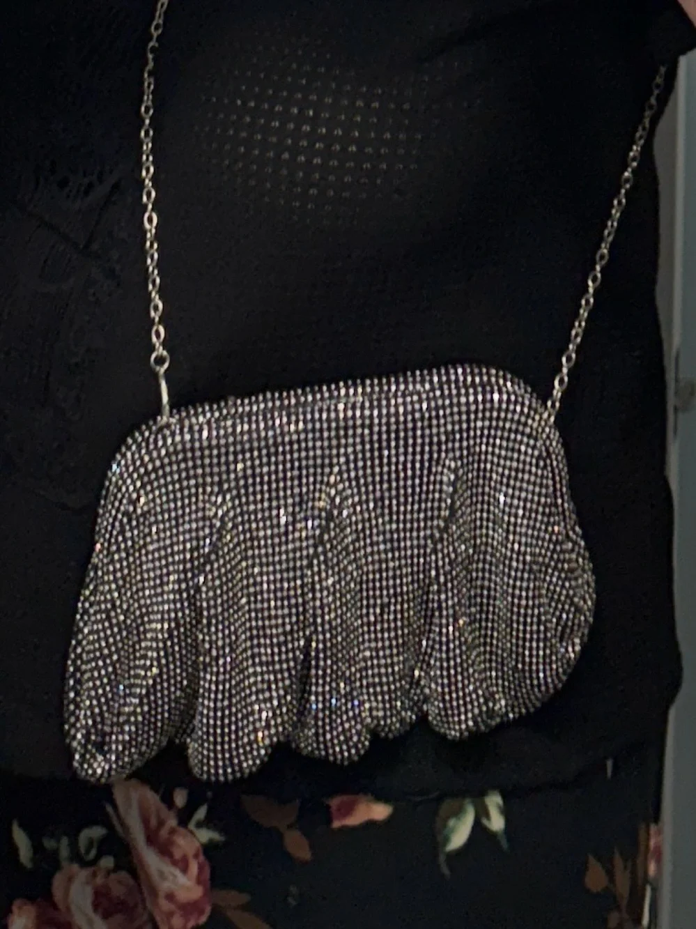 INC International Concepts Silver Rhinestone Evening Clutch Crossbody